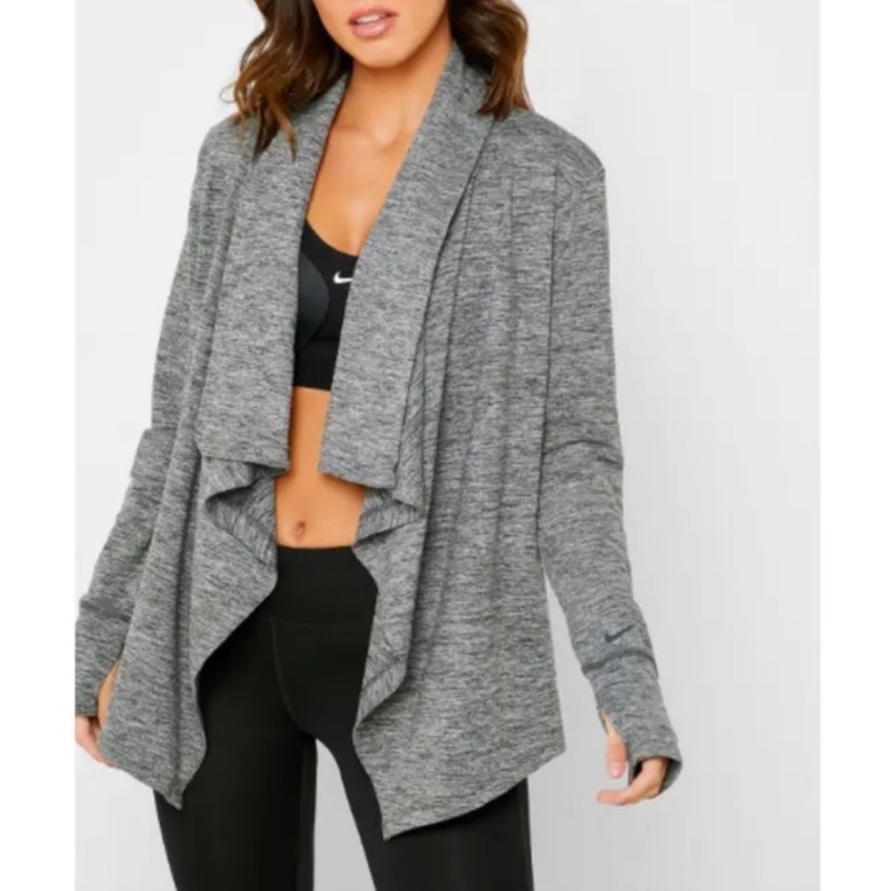 Nike Dri Fit Draped Open Front Cardigan